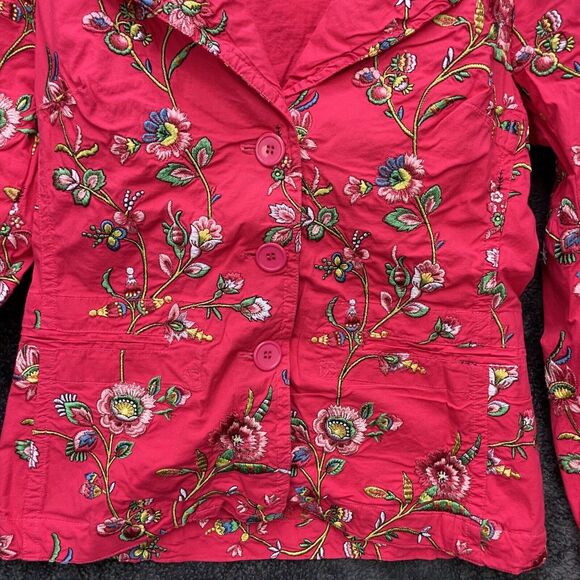 Vtg Johnny Was BIYA Cotton S Floral Embroidered Flowers Jacket Blazer Top - Picture 2 of 11
